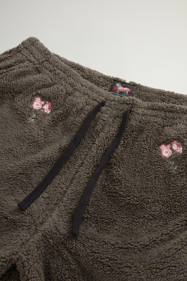 Sherpa Fleece Shorts with Floral Embroidery by Todd Snyder Green photo 5 | Woolrich