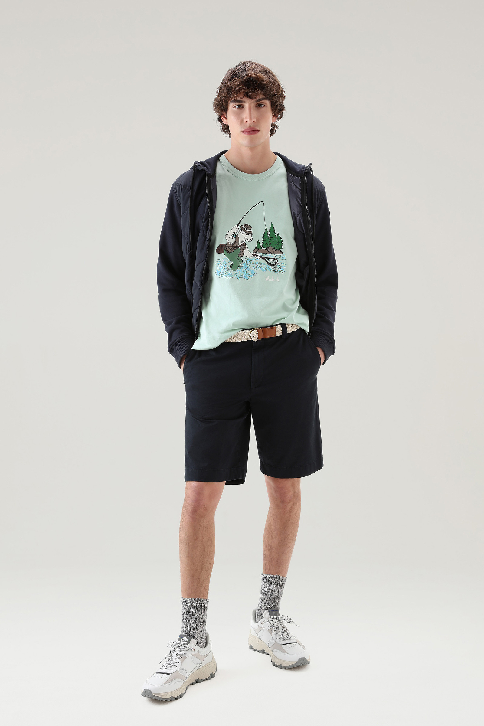 T-shirt in puro cotone con illustrazione verde photo 2 | Woolrich