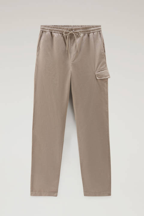 Garment Dyed Cargo Pants in Cotton-linen Blend Beige photo 2 | Woolrich