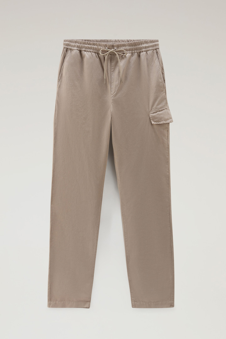 Garment Dyed Cargo Pants in Cotton-linen Blend Beige photo 4 | Woolrich