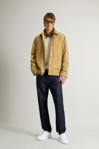 Garment-Dyed Pure Cotton Canvas Overshirt Beige | Woolrich