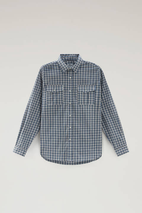 Pure Cotton Checked Shirt Blue photo 2 | Woolrich