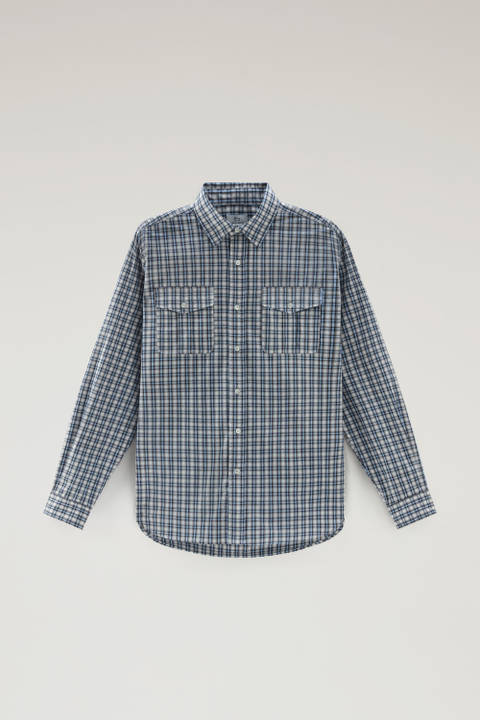 Chemise à carreaux en pur coton Bleu photo 2 | Woolrich