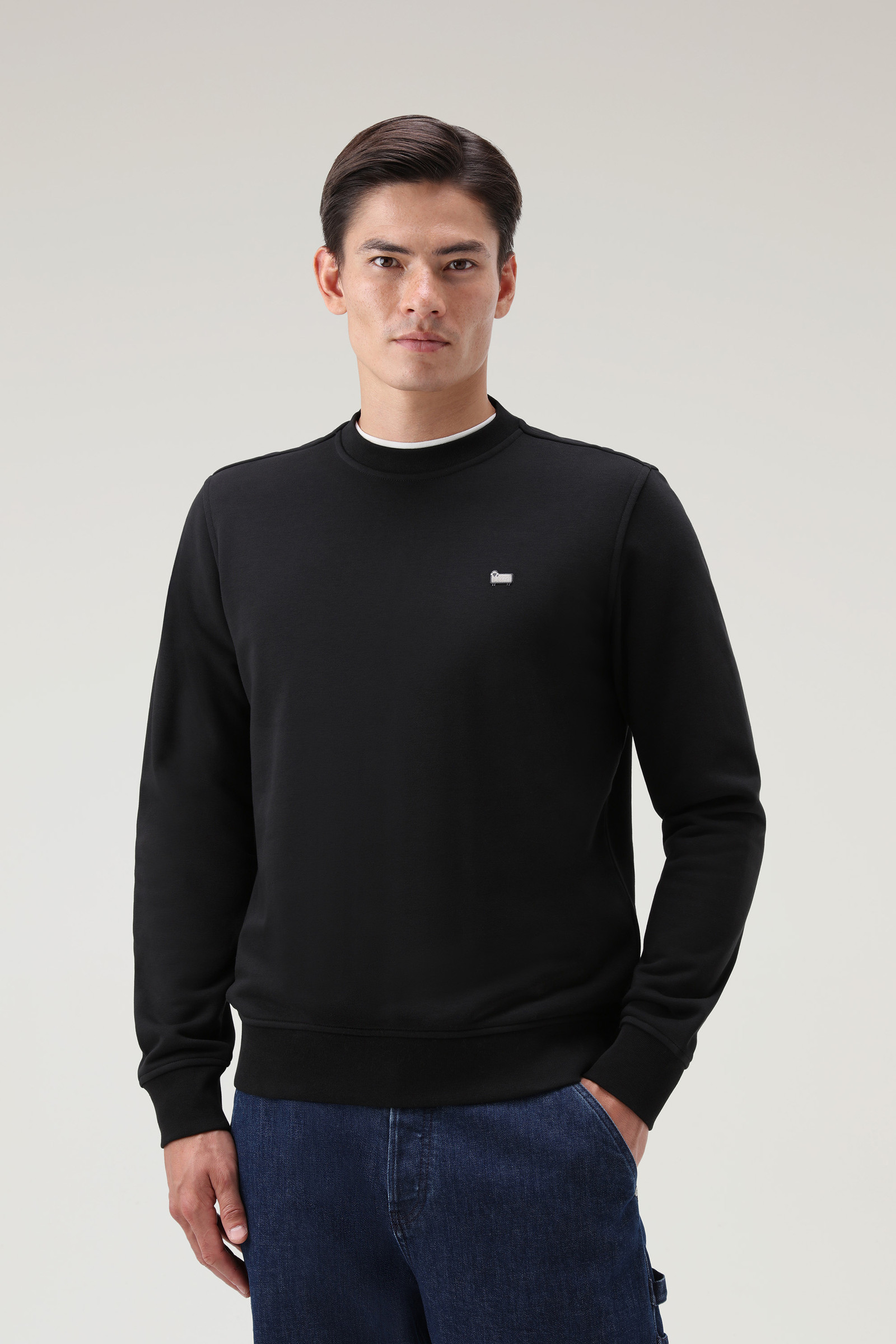 Licht klassiek crewneck sweatshirt zwart | Woolrich