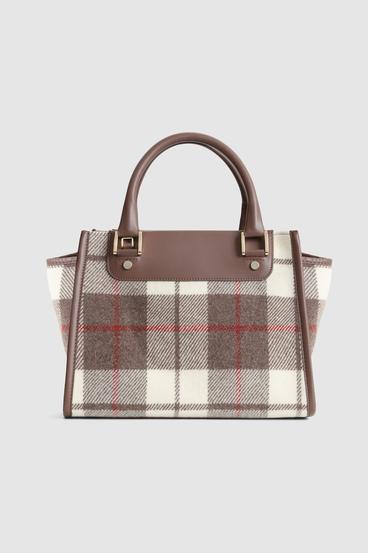 Wool Tote Bag with check pattern