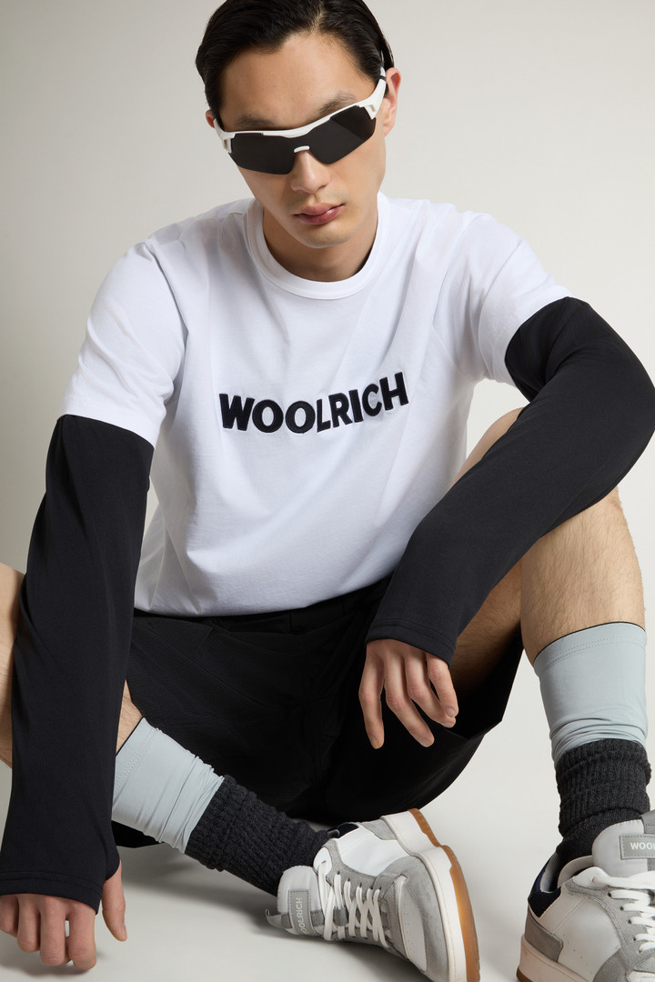 Pure Cotton T-Shirt with Embroidered Logo White photo 4 | Woolrich