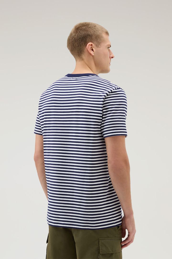 Gestreept T-shirt van elastische katoenjersey Blauw photo 3 | Woolrich