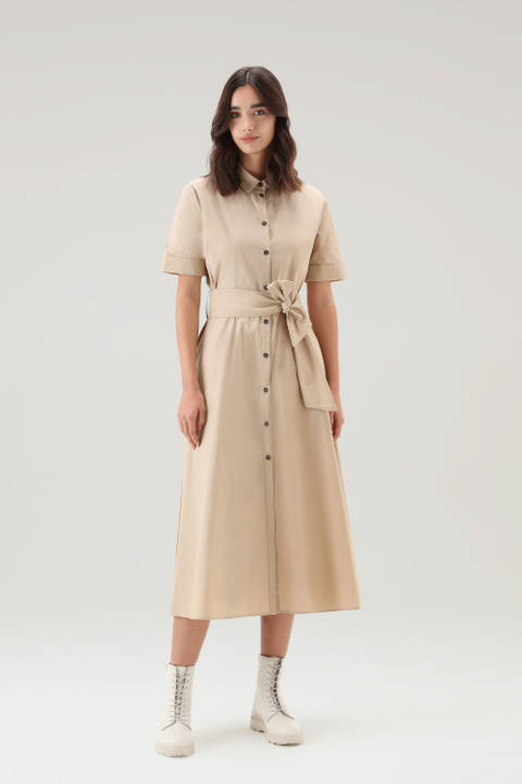 Vestido camisero midi de popelina de puro algodón Beige | Woolrich