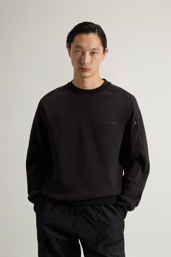 Crewneck Sweatshirt in Cotton Blend with Printed Logo Black photo 1 | Woolrich