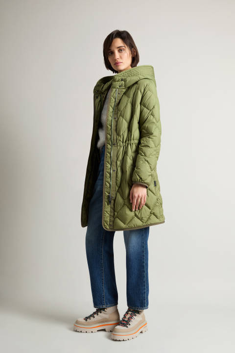 Heritage Parka in Microfiber with Hood and Visor Green | Woolrich