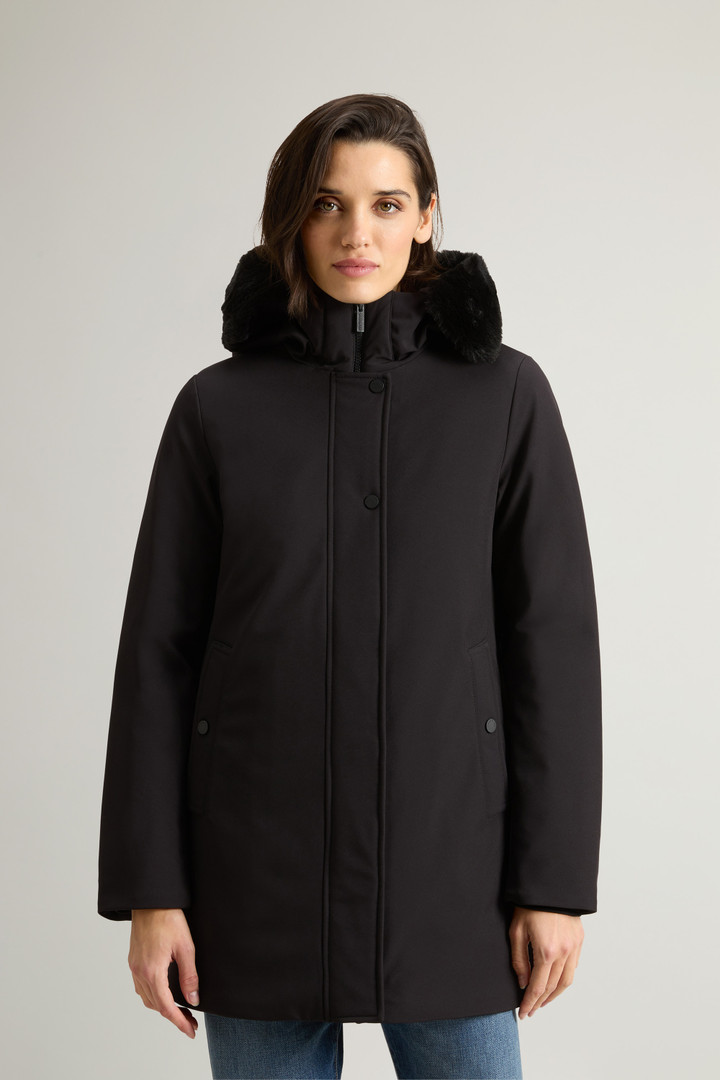 Firth Parka in Tech Softshell with Removable Faux Fur Collar Black photo 1 | Woolrich