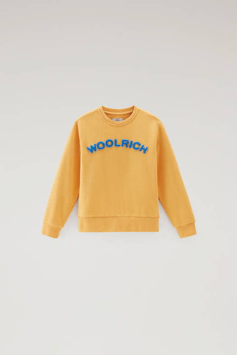 Boys' Varsity Crewneck in Pure Cotton Yellow | Woolrich
