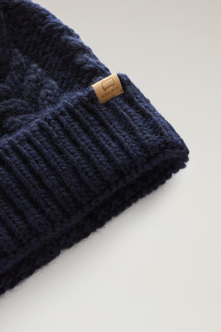 Girls' Beanie in Wool and Alpaca Blend with Pom-Pom Blue photo 3 | Woolrich