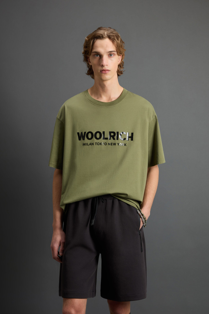 Pure Cotton T-Shirt with Logo by Todd Snyder Green photo 1 | Woolrich