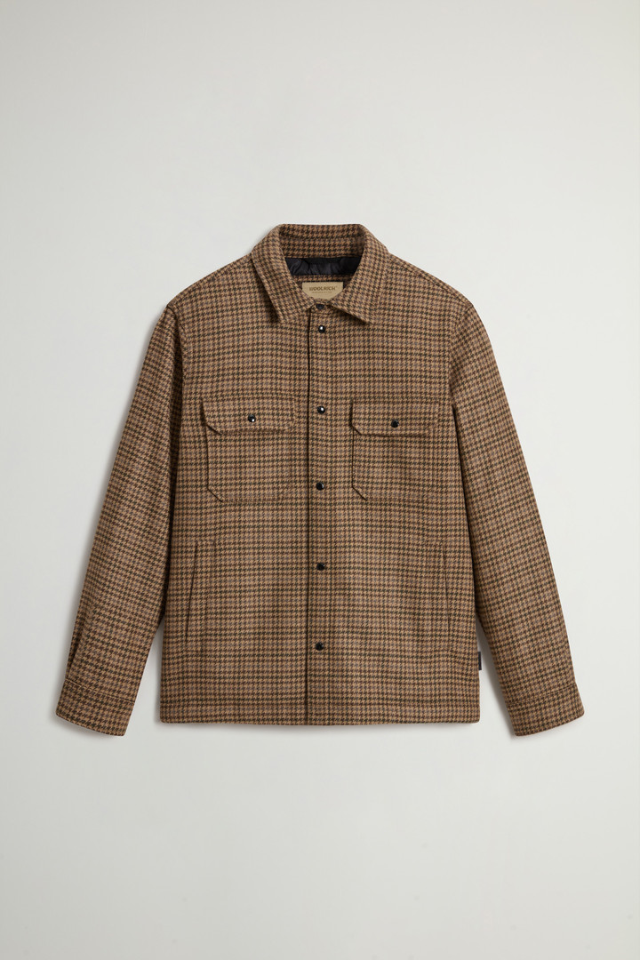 Kariertes, wattiertes Alaskan Overshirt aus italienischer Wollmischung Beige photo 5 | Woolrich