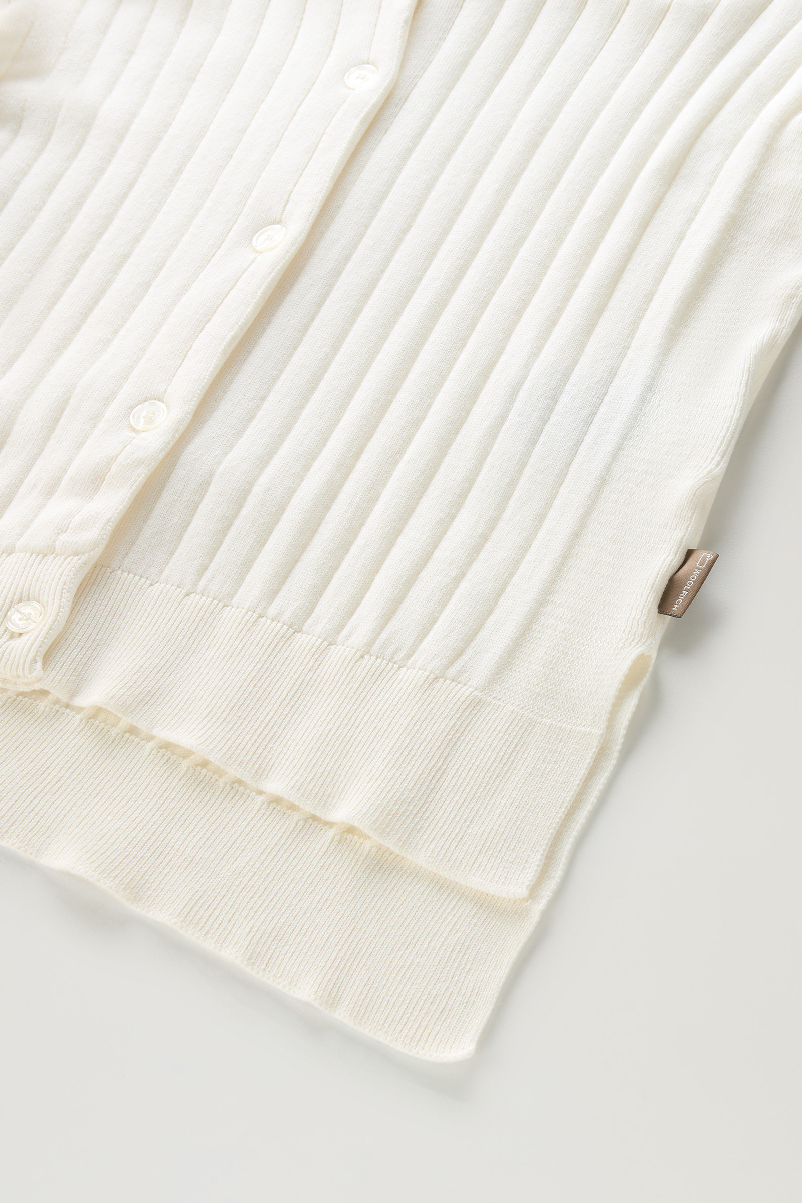 Wide Ribbed Cardigan in Pure Cotton White photo 8 | Woolrich