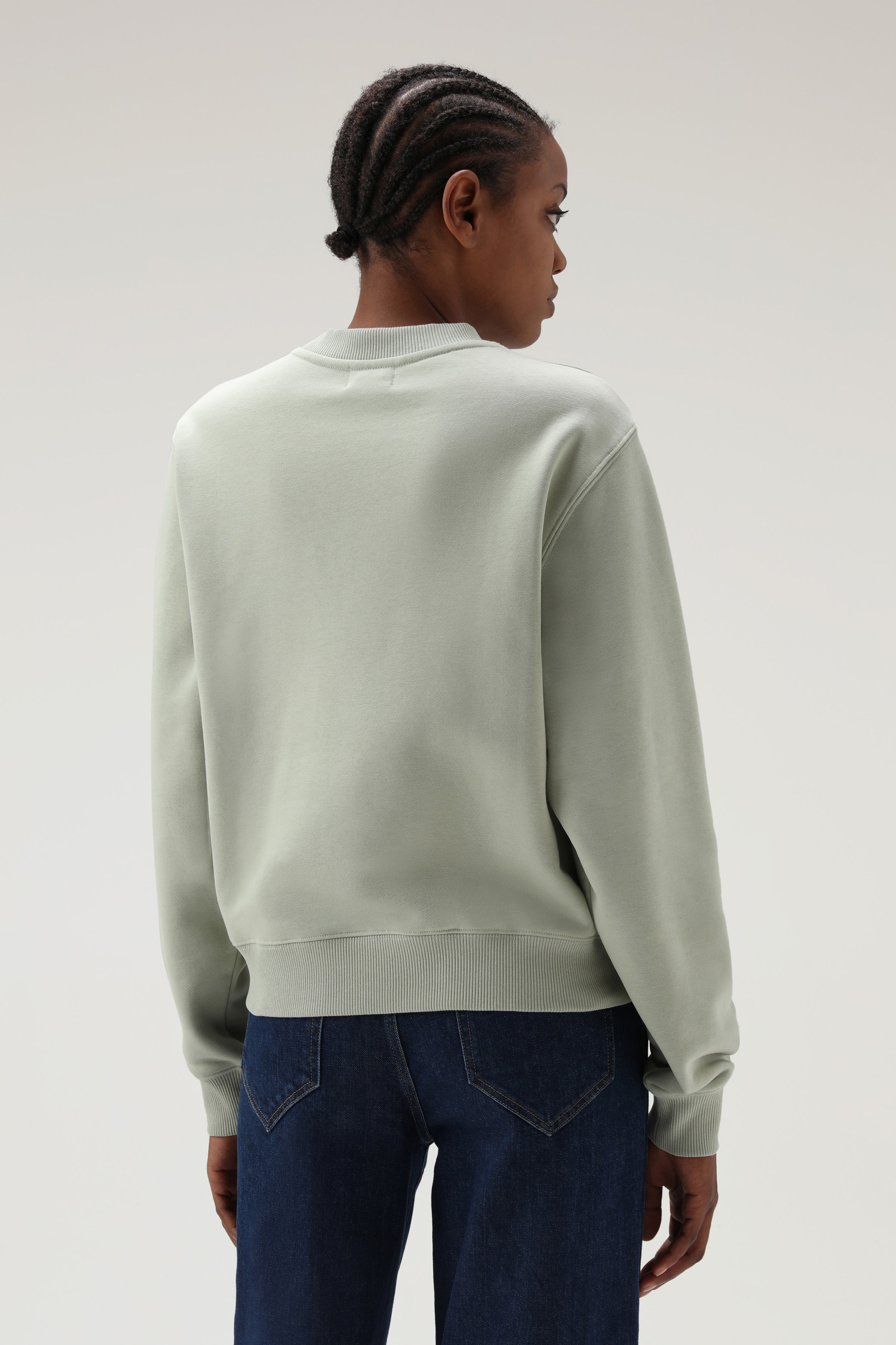 Embroidered Logo Fleece Sweatshirt Green photo 3 | Woolrich