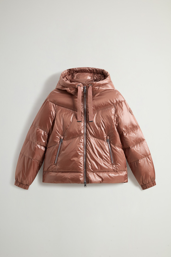 Aliquippa Short Down Jacket in Glossy Nylon Brown photo 5 | Woolrich