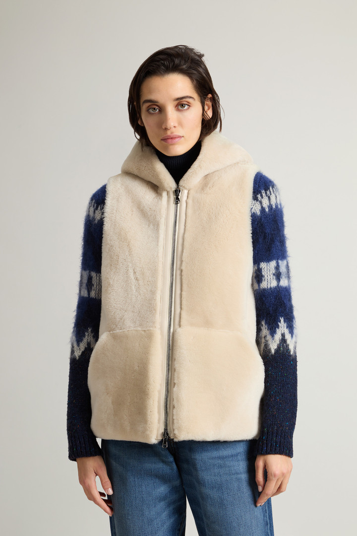 Bontbodywarmer met capuchon Beige photo 1 | Woolrich