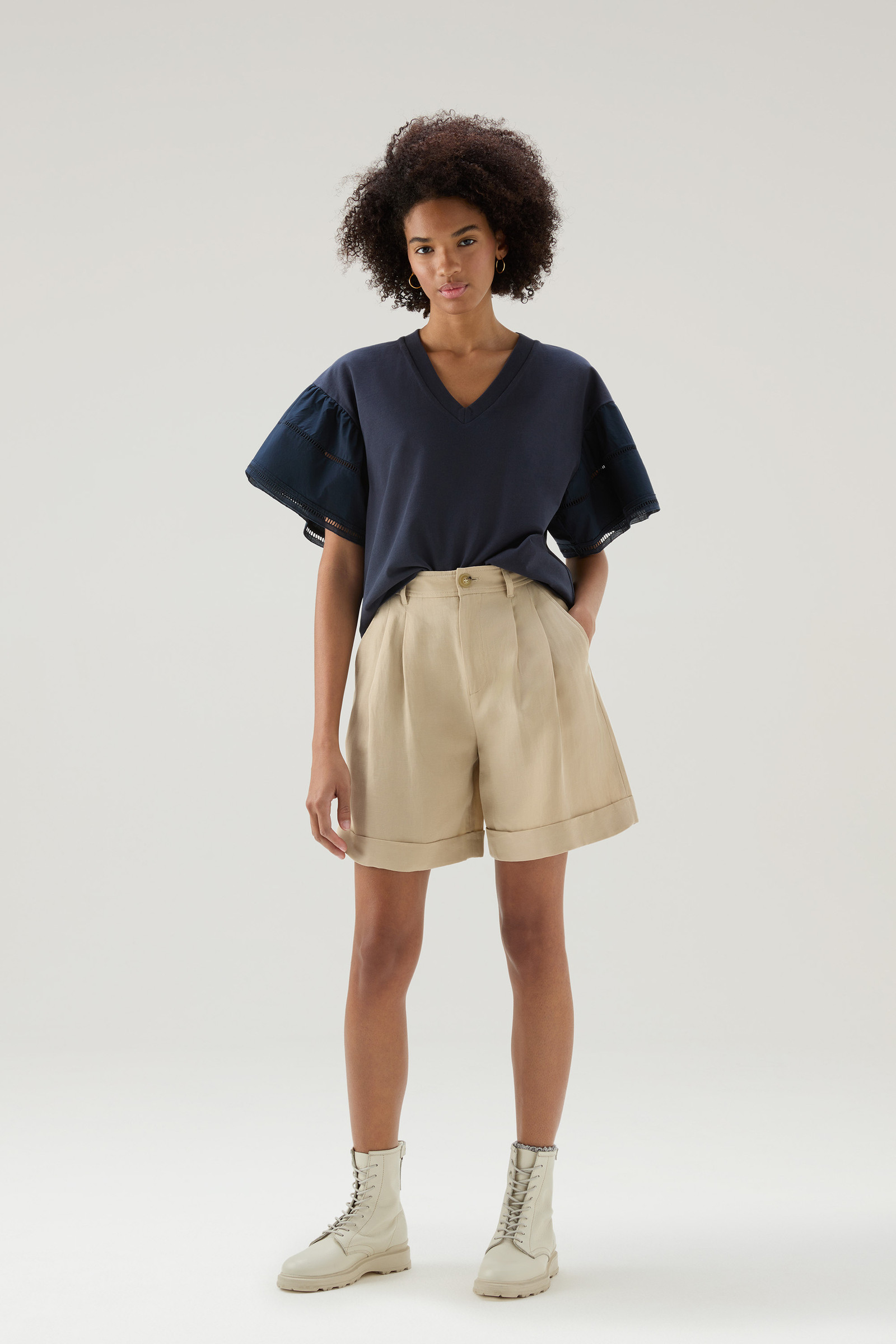 Lakeside T-shirt in Pure Cotton with Puff Sleeves Blue photo 2 | Woolrich
