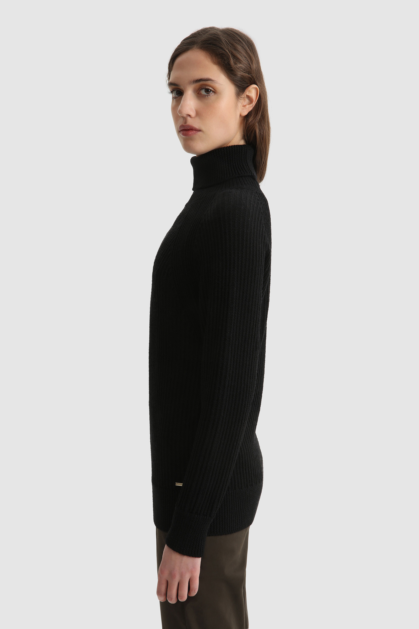Ribbed Turtleneck Sweater in virgin merino wool Black photo 3 | Woolrich