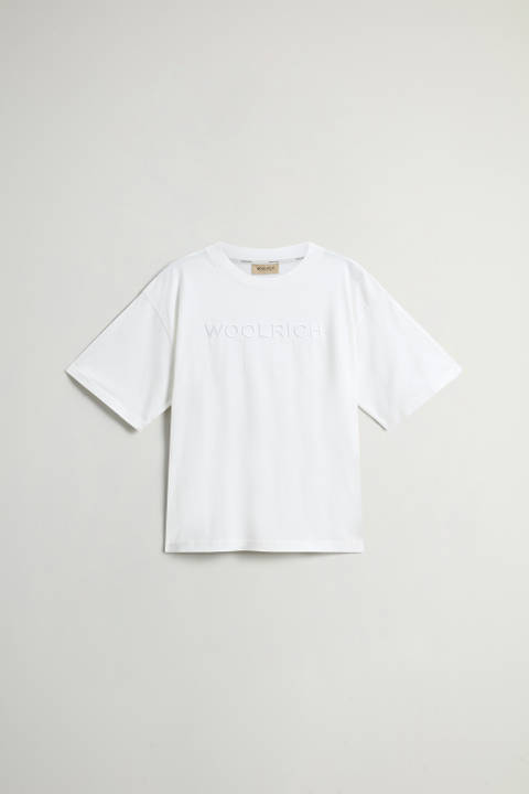 T-shirt in Pure Pima Cotton with Chest Logo White photo 2 | Woolrich