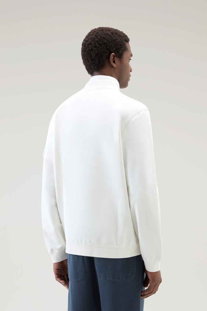 Sweatshirt van puur katoen met rits en hoge kraag Wit photo 3 | Woolrich