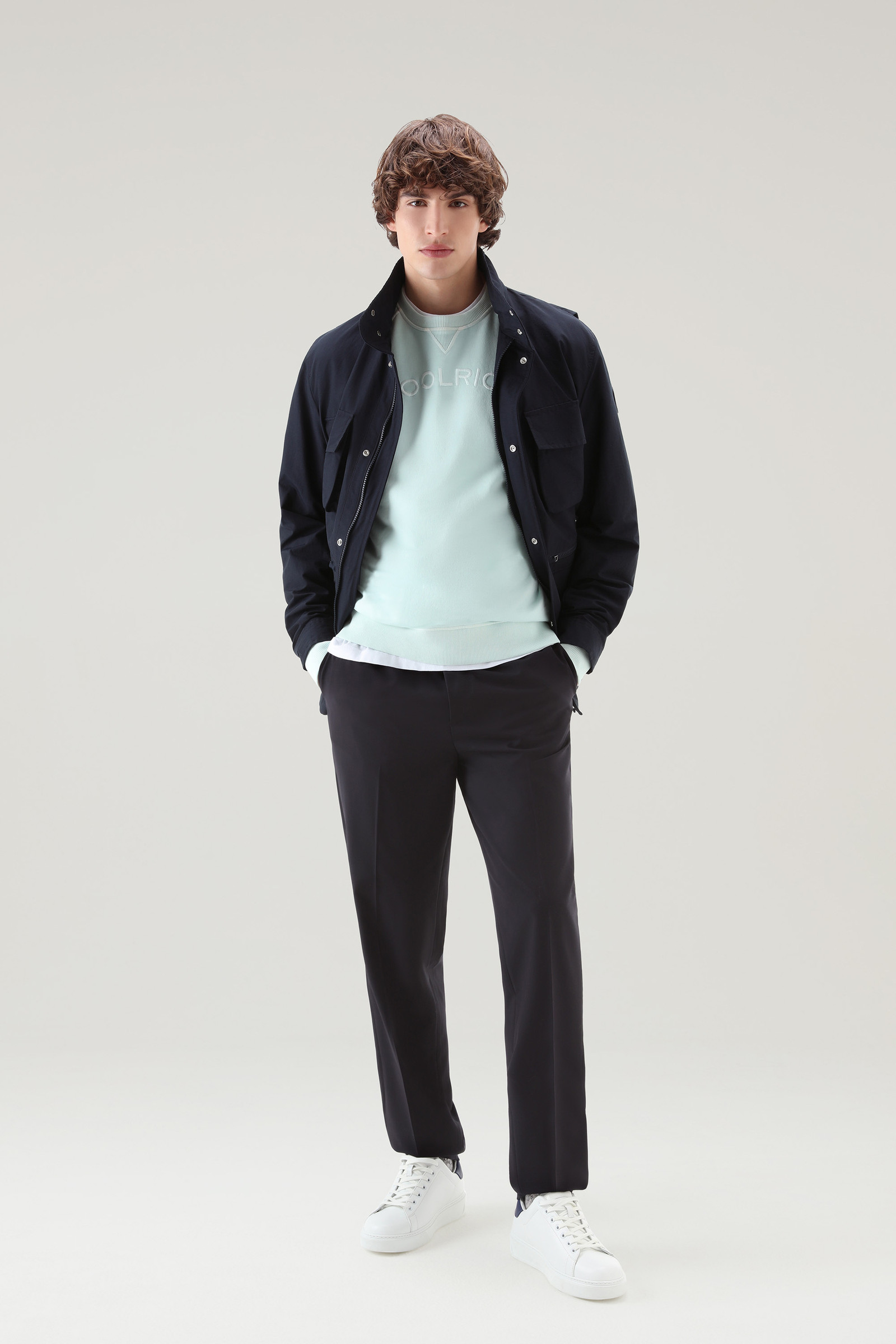 Pantalon Chino en laine vierge italienne douce bleu photo 2 | Woolrich