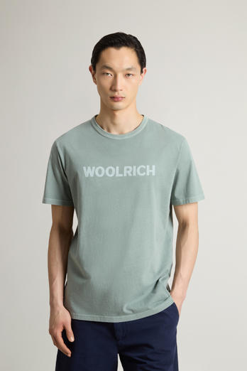Garment-Dyed T-shirt in Light Pure Cotton Green | Woolrich