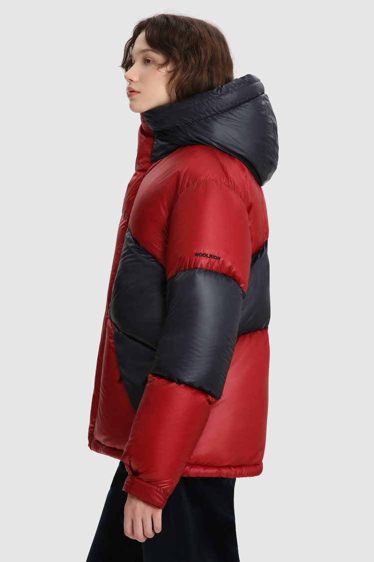 Parka met dons in diamantstiksel