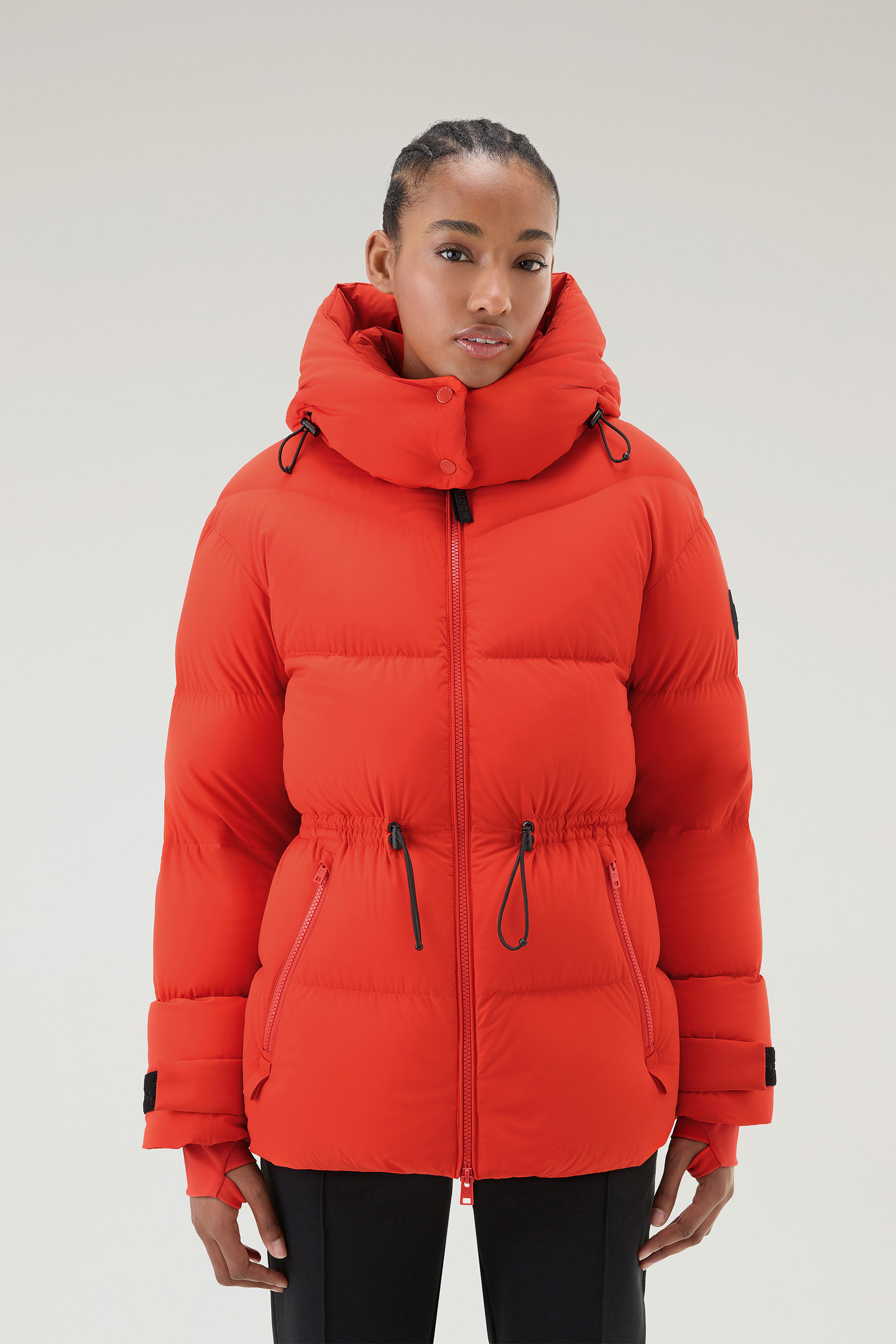 Women's Stretch Nylon Down Jacket with Detachable Hood Orange | Woolrich UK