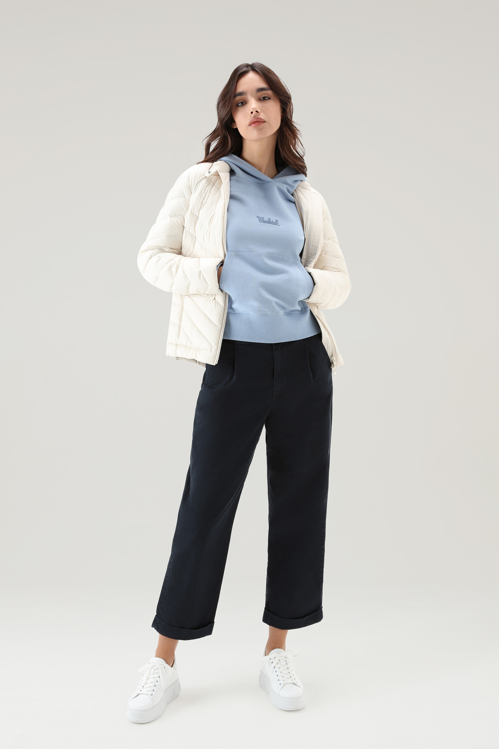 Pure Cotton Hoodie with Embroidered Logo Blue photo 2 | Woolrich