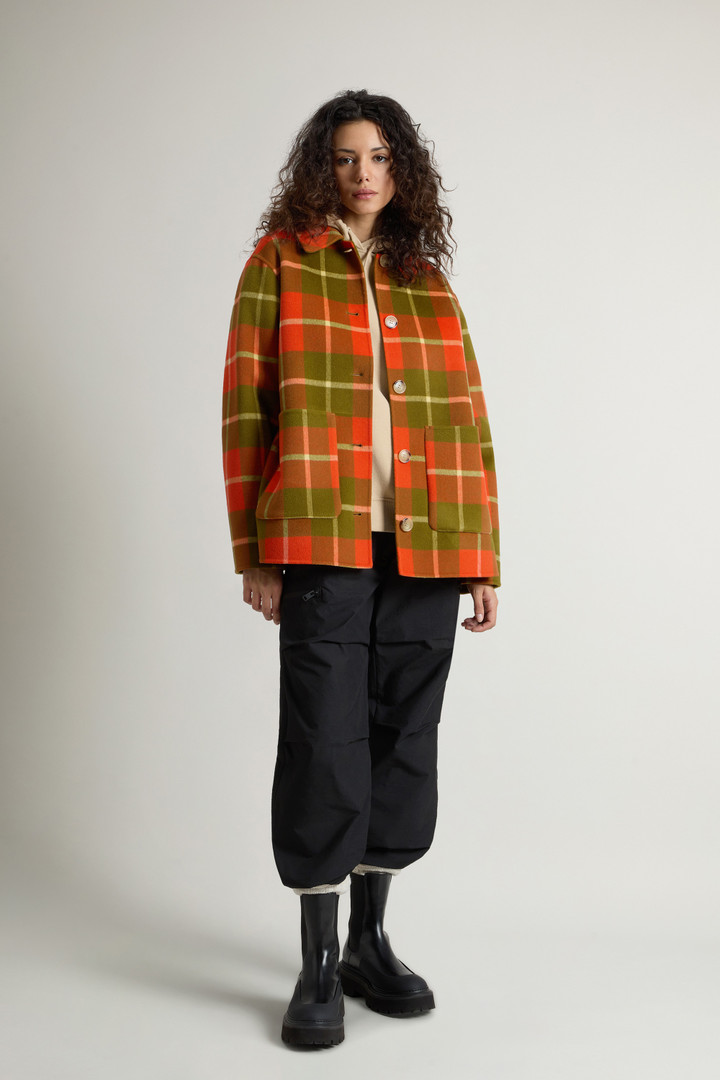 Woolrich Woman Jacket in Pure Virgin Wool with Checked Pattern Multicolor Size S