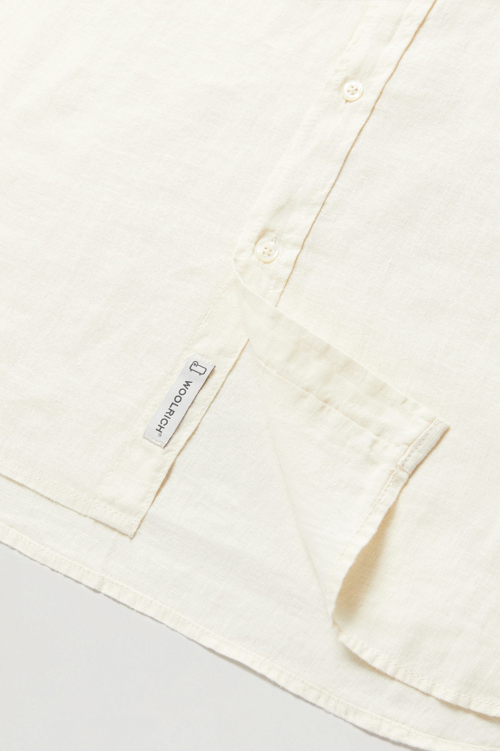 Stückgefärbtes Shirt aus reinem Leinen mit Stehkragen weiß photo 3 | Woolrich