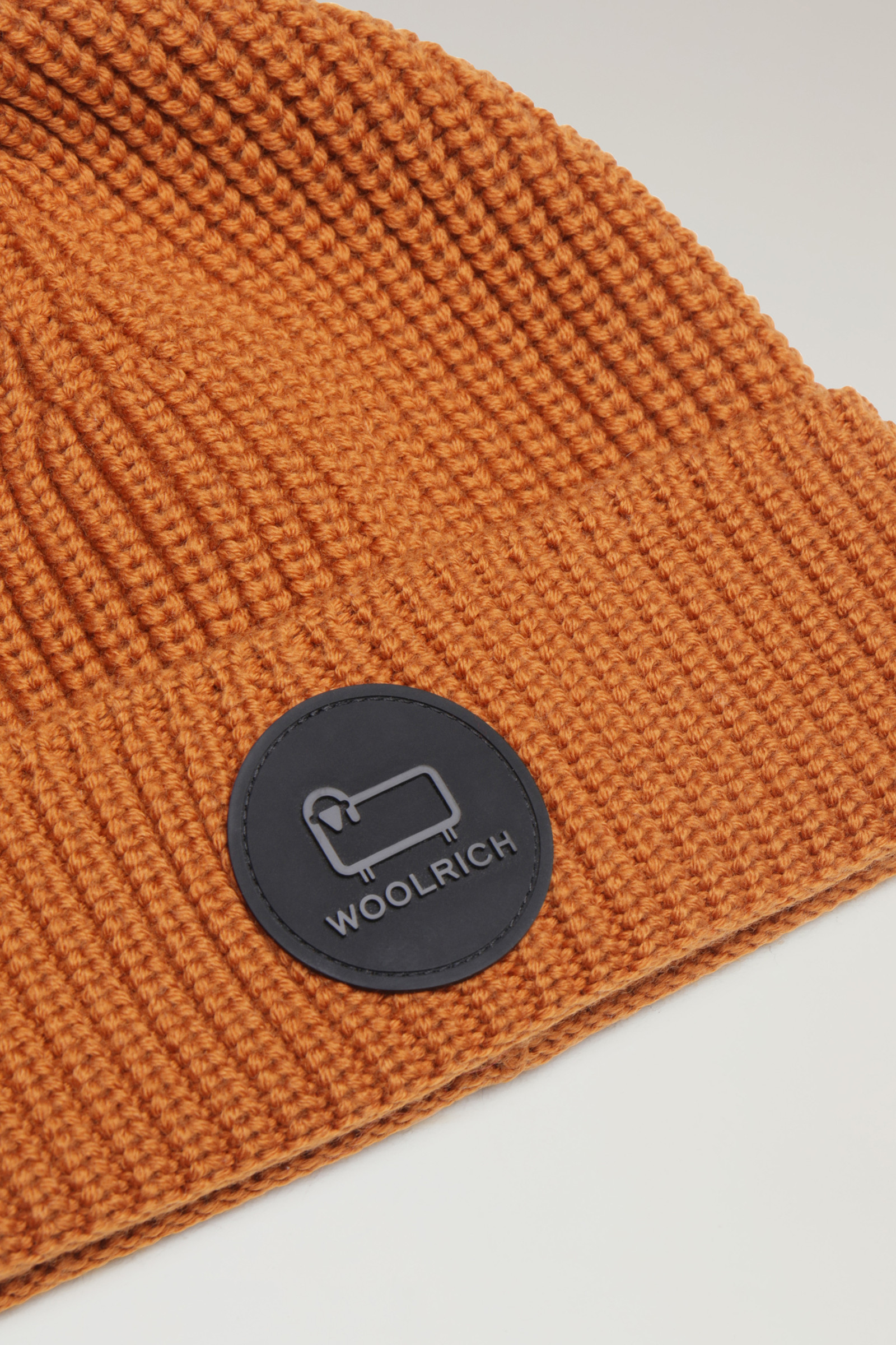 Logo Beanie in Merino Wool Brown photo 2 | Woolrich