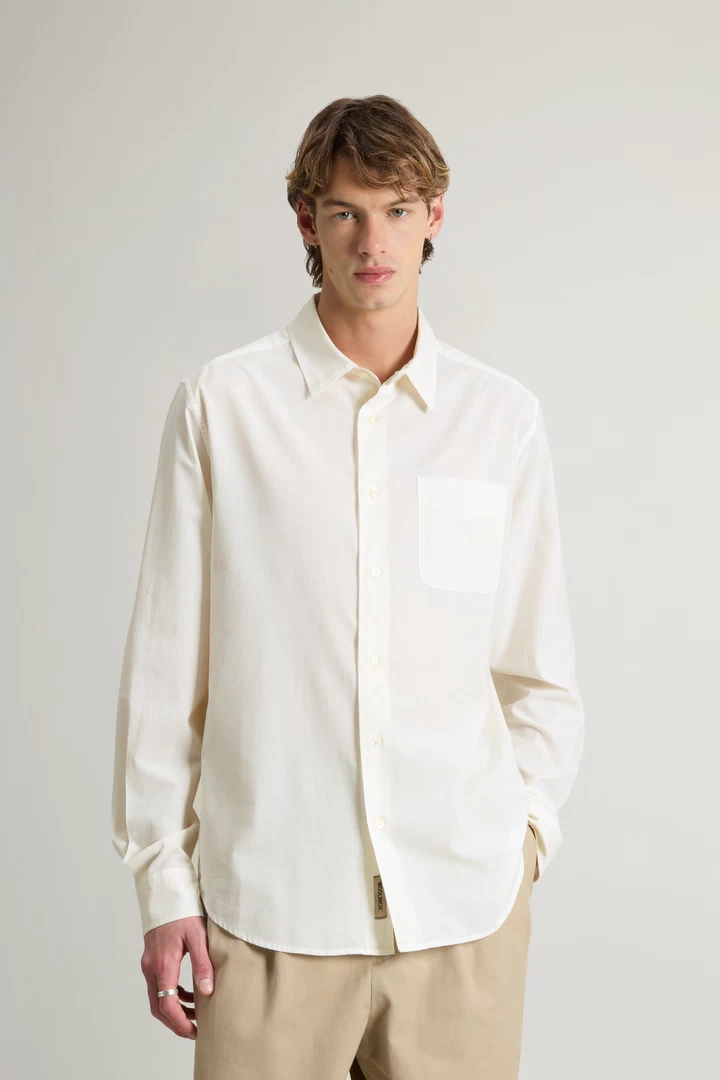 Garment-Dyed Pure Cotton Muslin Shirt - Men - White