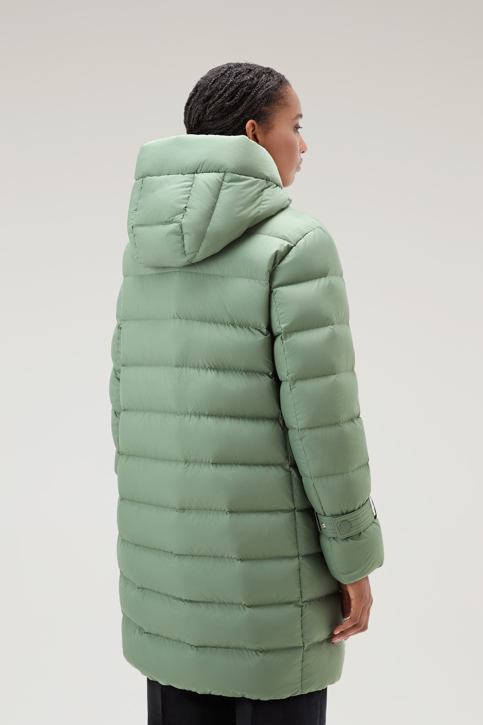 Lange Ellis Daunenjacke aus Mikrofaser grün photo 3 | Woolrich