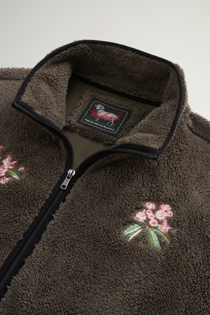 Sherpa Fleece Sweatshirt with Floral Embroidery by Todd Snyder Green photo 6 | Woolrich