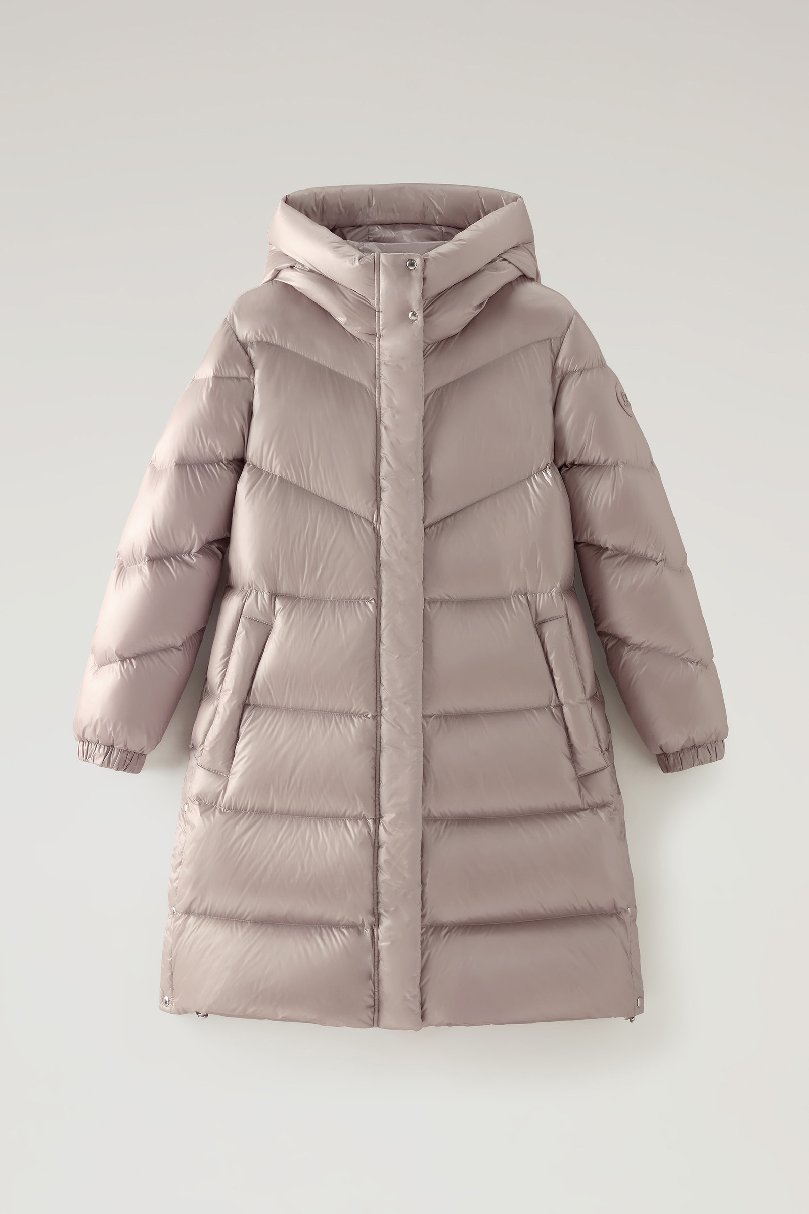 Women's Aliquippa Long Down Jacket in Glossy Nylon Taupe | Woolrich FI