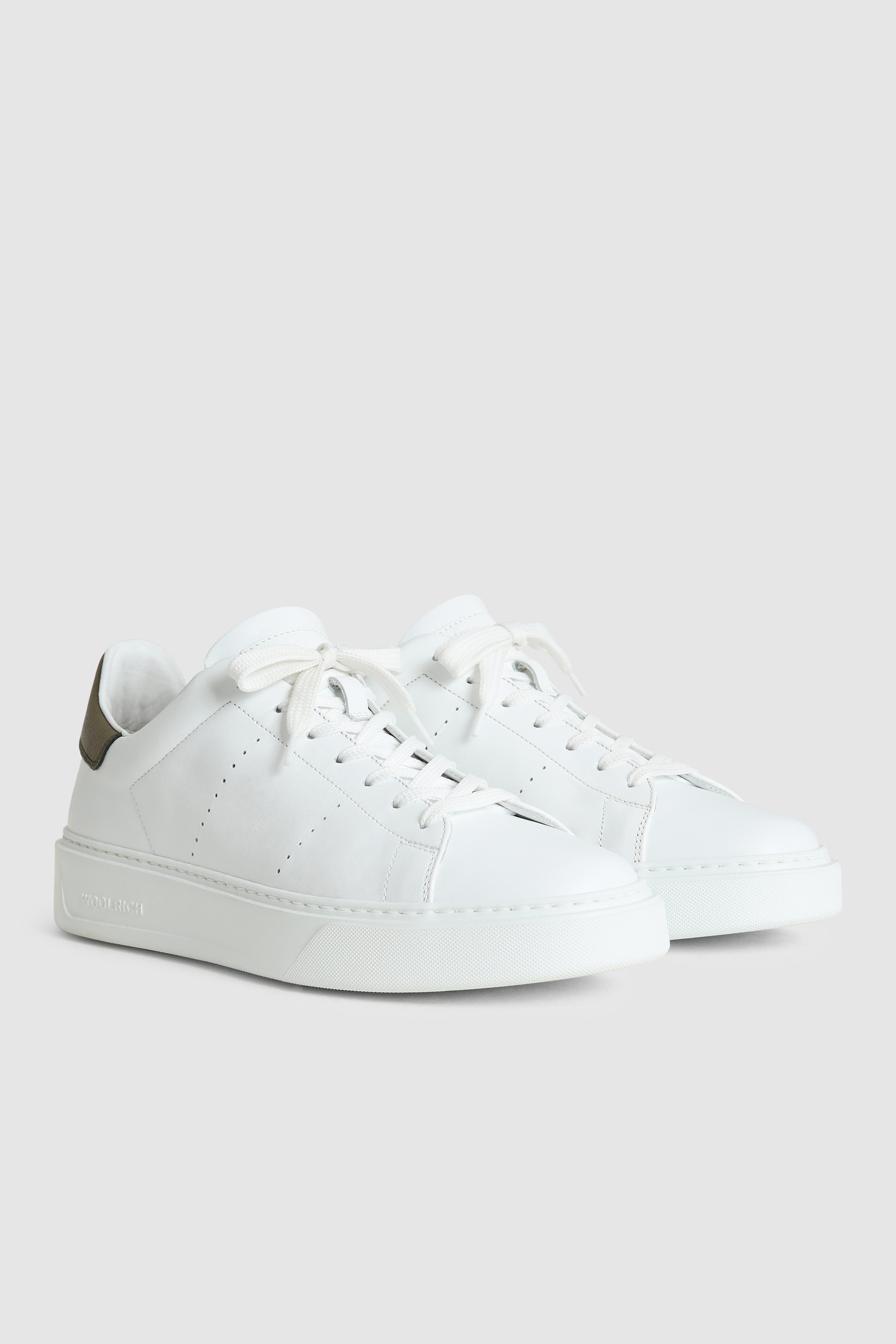 Men's Leather Classic Court Sneakers White | Woolrich USA
