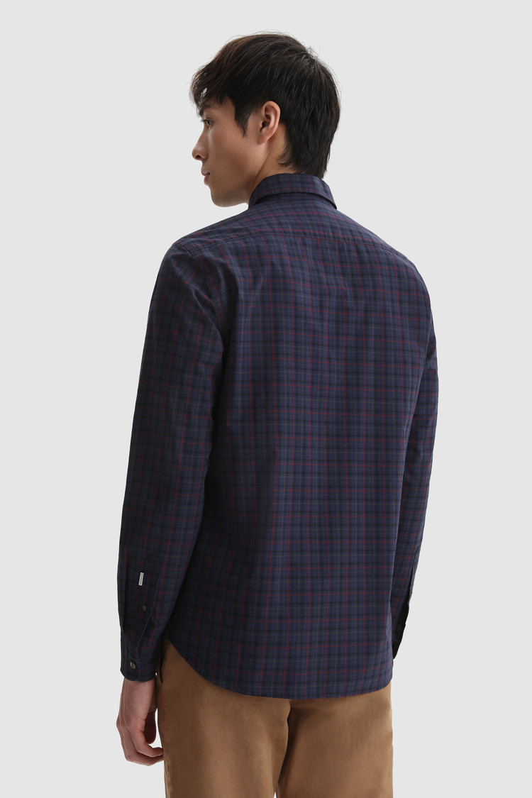 Chemise en popeline de coton en fil teinté