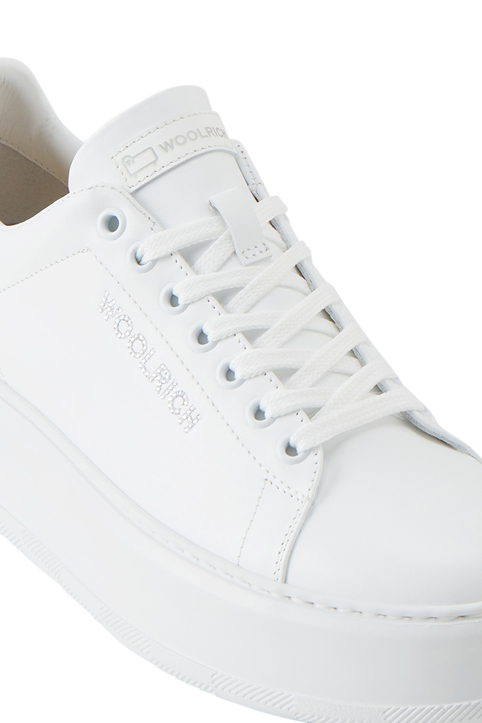 Chunky Court Sneakers with Calf Leather with Rhinestones White photo 5 | Woolrich