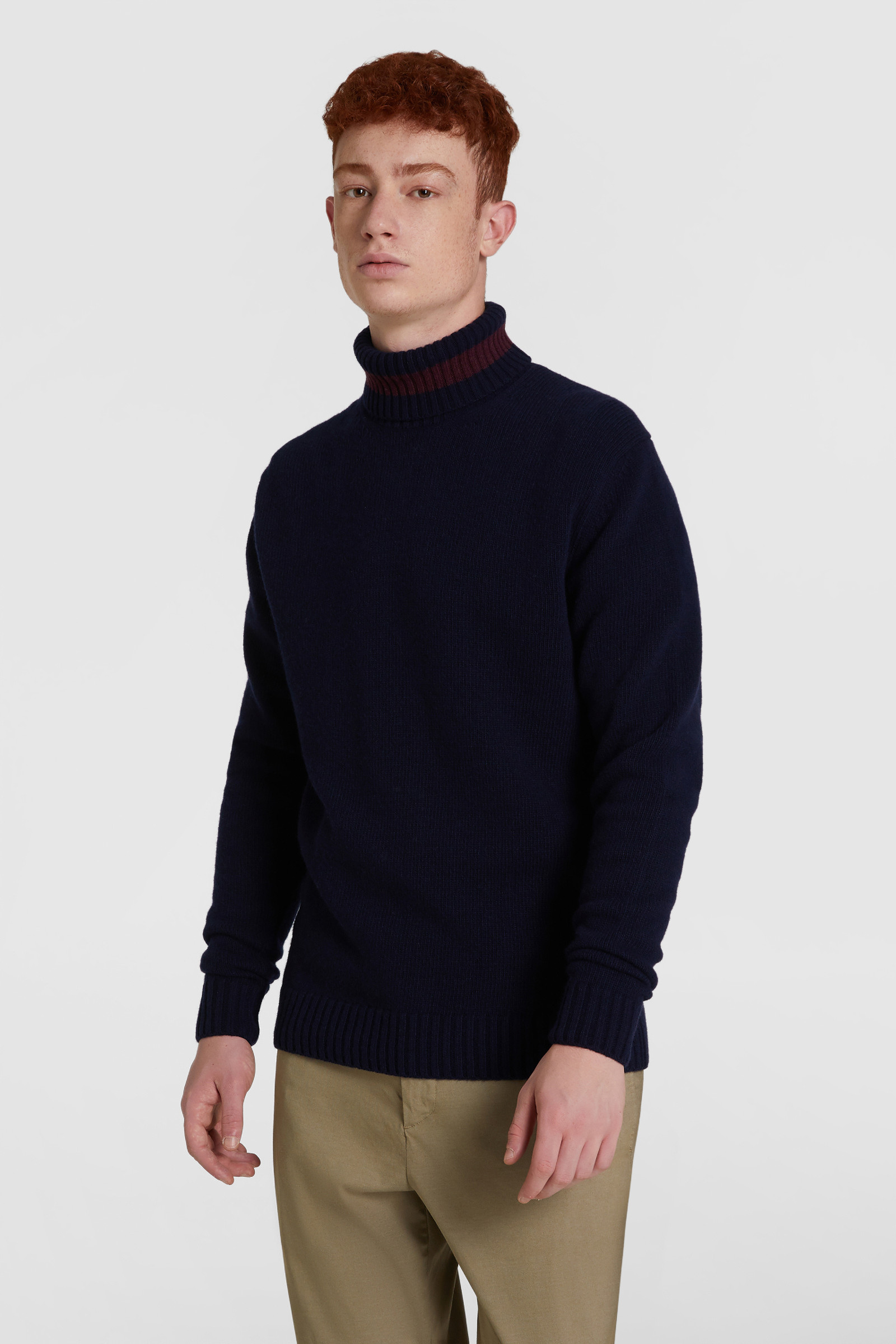 Maglione color-block collo alto in lana