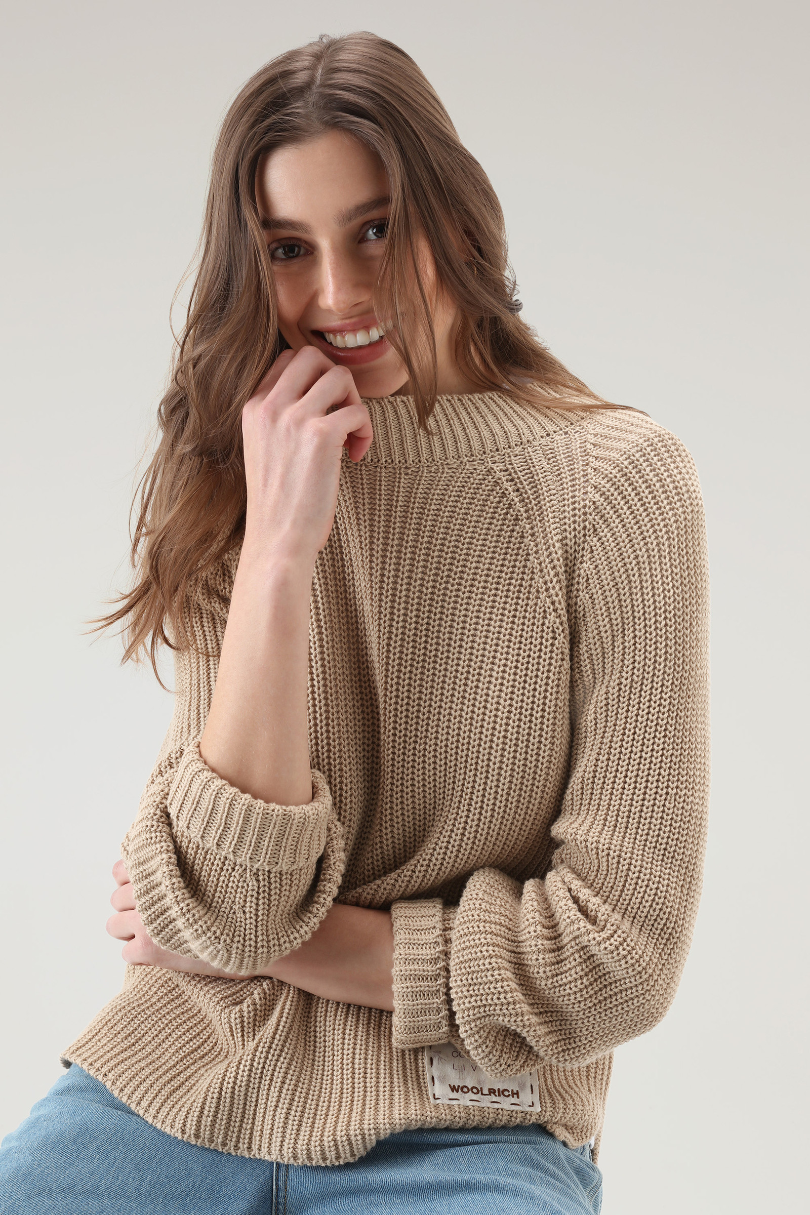 Maglia girocollo in puro cotone tinto in capo naturalmente bianco photo 4 | Woolrich