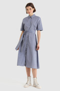 Long Dress in Light Chambray Cotton