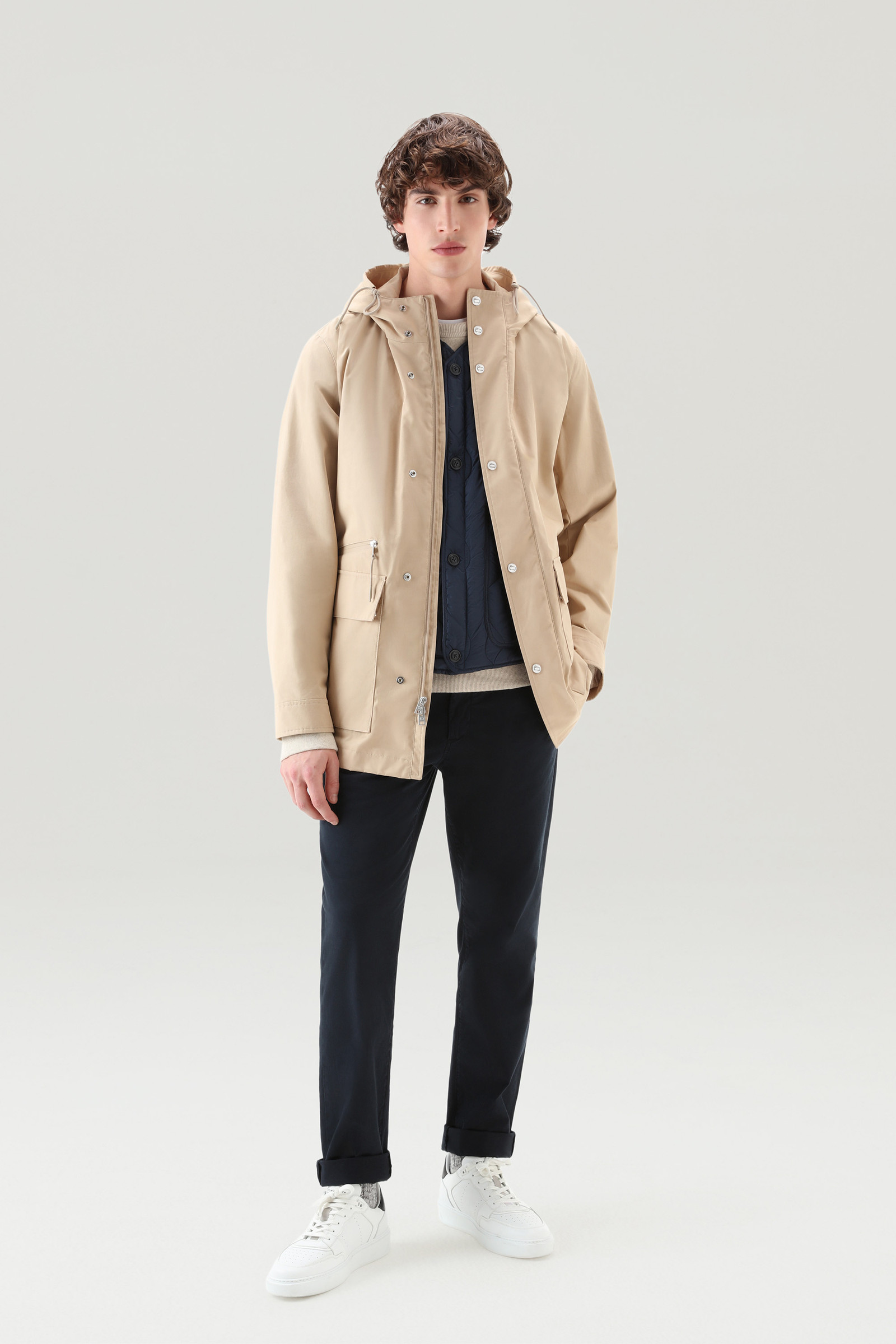 Veste Mountain 3 en 1 en coton Soft Byrd avec gilet matelassé amovible beige | Woolrich