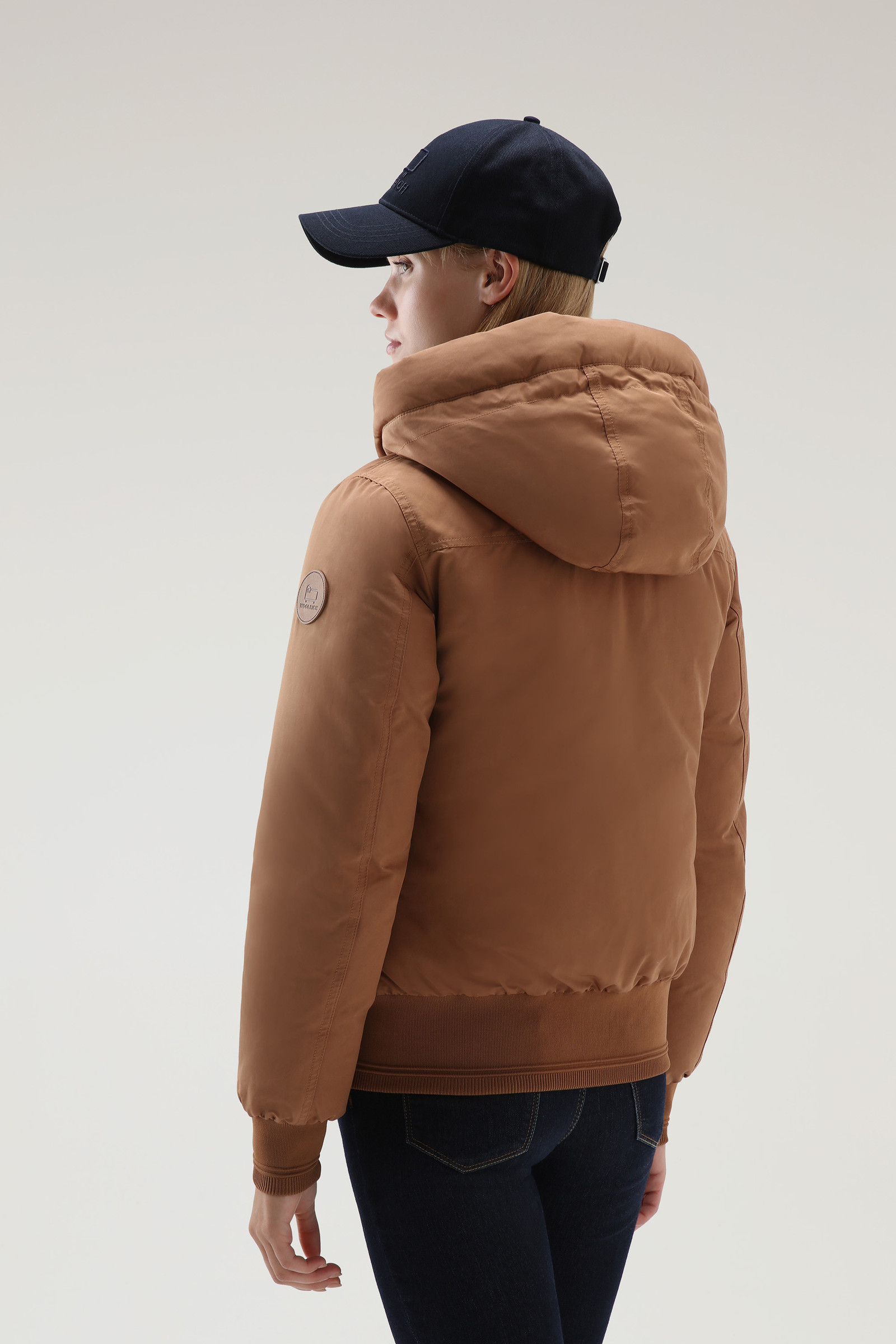 Weoka Bomber in Soft Ottoman Fabric Brown photo 3 | Woolrich