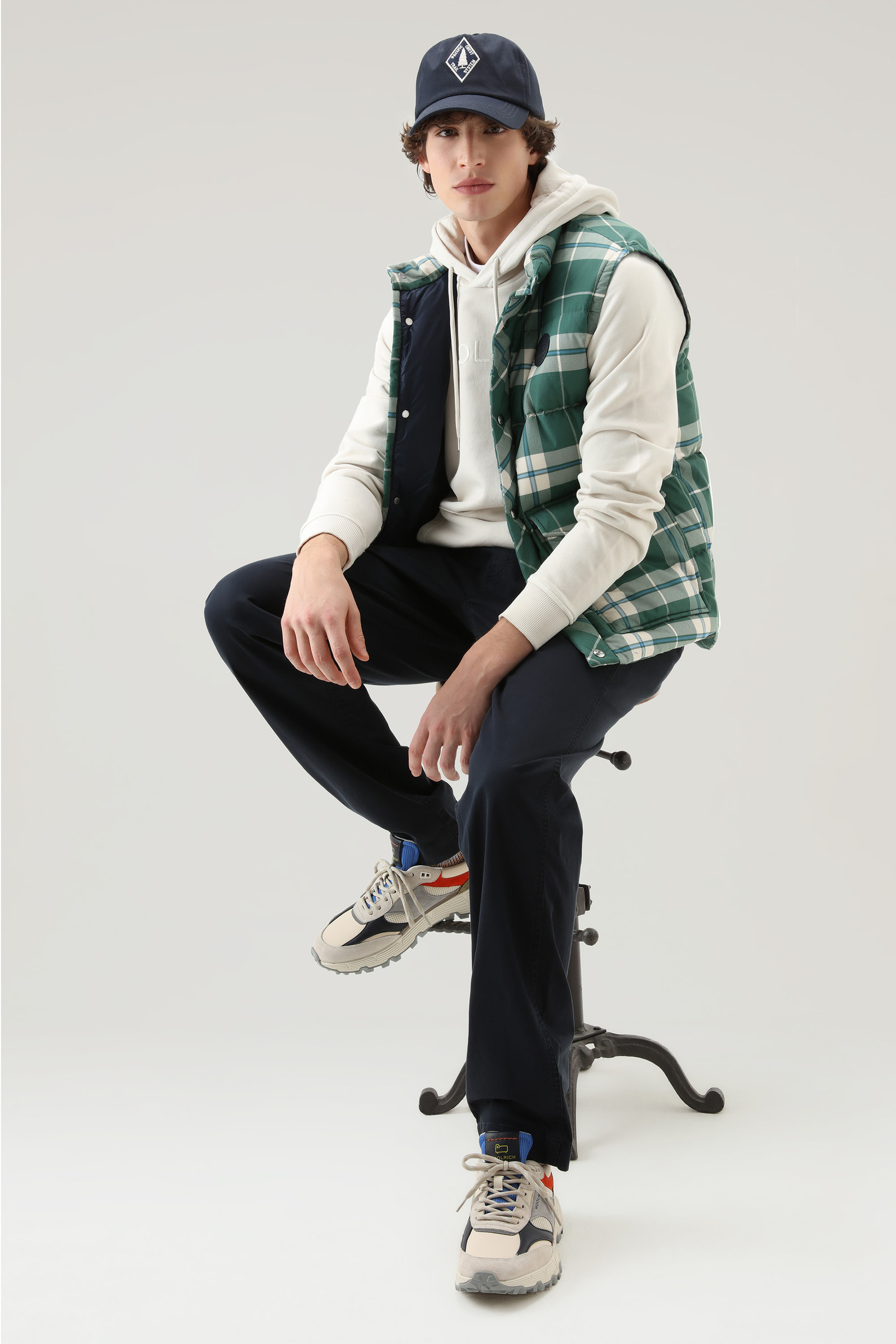 Sweat-shirt à capuche Varsity en pur coton teint en pièce blanc photo 4 | Woolrich