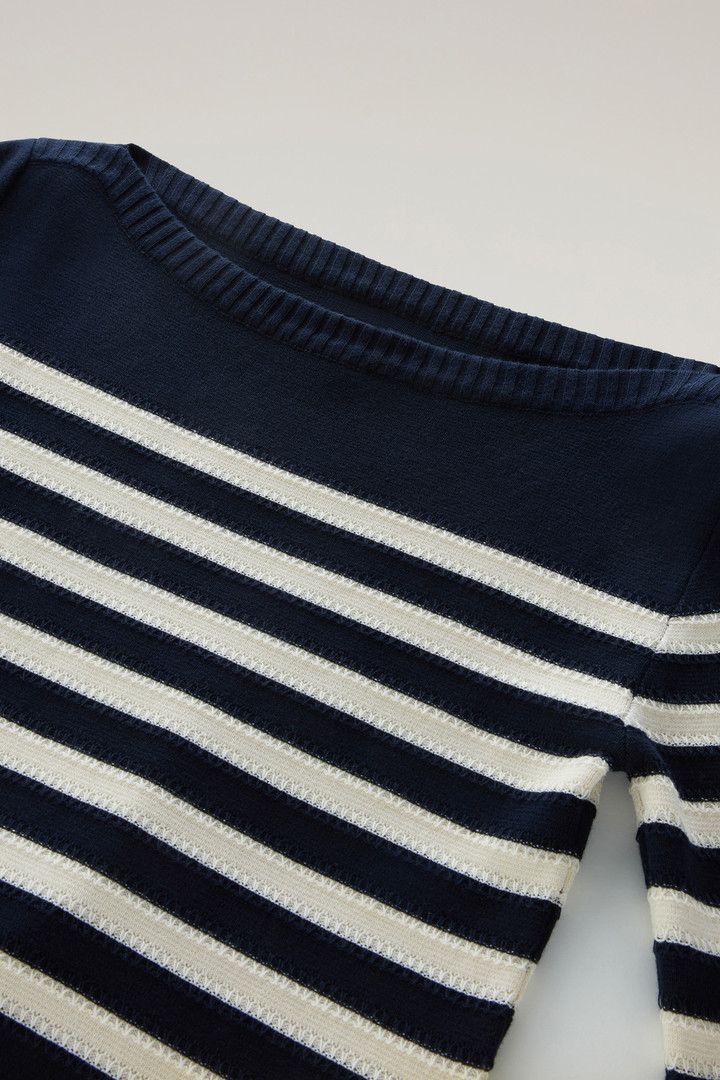 Pure Cotton Sweater with Boat Neckline Blue photo 6 | Woolrich