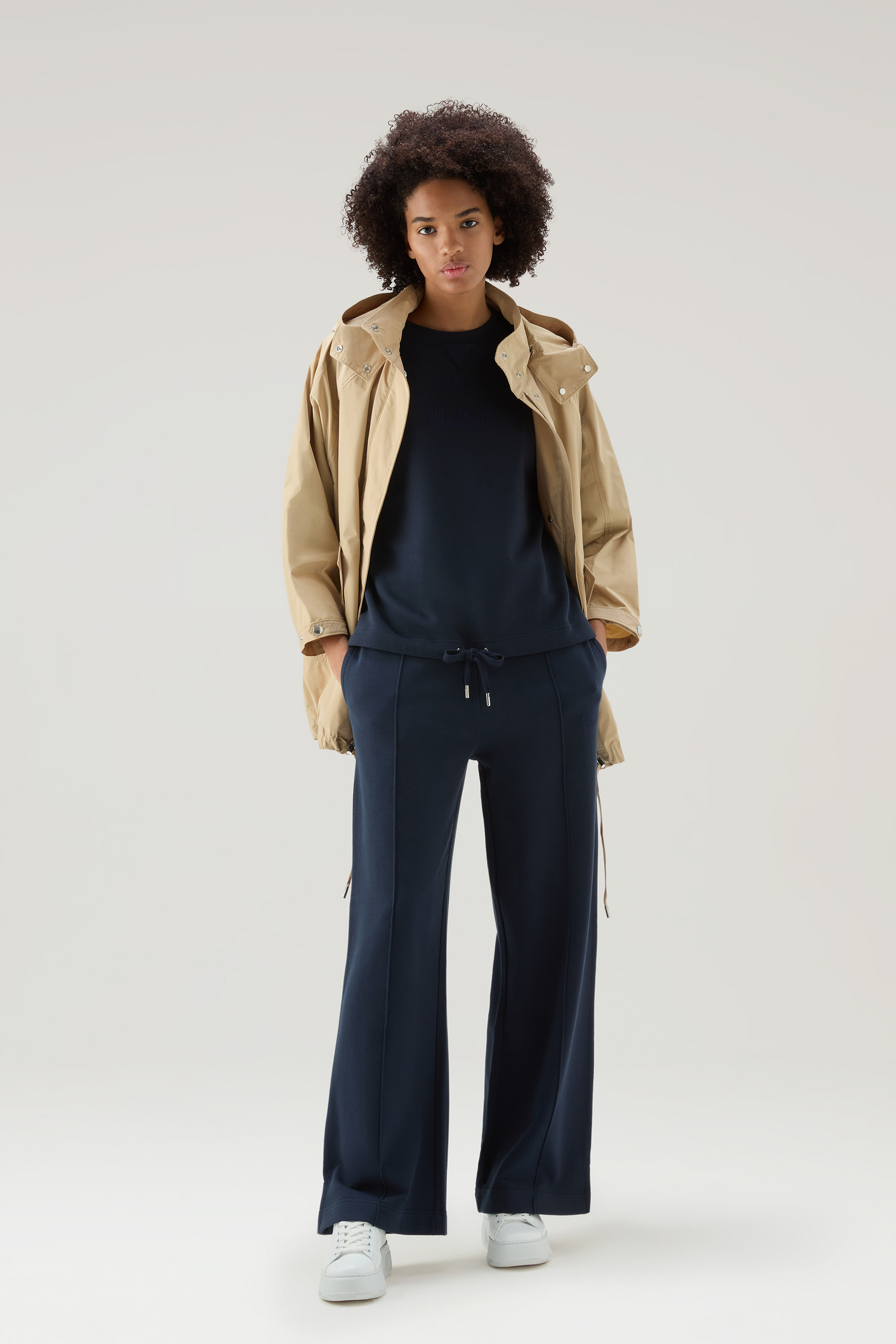 Pantaloni sportivi in puro cotone a gamba ampia blu photo 2 | Woolrich